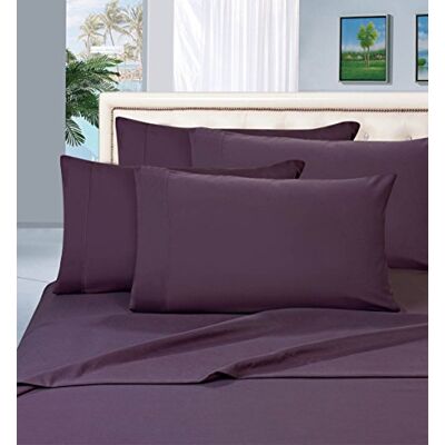Elegant Comfort Parure de lit 6 pièces de qualité égyptienne de 1500 fils au pouce carré, infroissable, pour très grand lit, violet aubergine Elegant Comfort Parure de lit 6 pièces de qualité égyptienne de 1500 fils au pouce carré, infroissable, pour très grand lit, violet aubergine