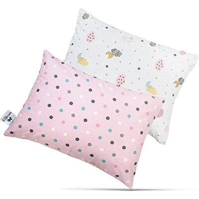 NATURECA Lot de 2 Oreiller Enfant Taie D'Oreiller, Coussin 18 Mois, Housse Bébé 100% Coton, Machine à Laver NATURECA Lot de 2 Oreiller Enfant Taie D'Oreiller, Coussin 18 Mois, Housse Bébé 100% Coton, Machine à Laver