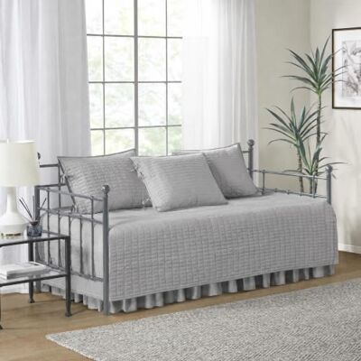 Comfort Spaces Parure de lit de jour, tissu, gris, 75 x 39 cm Comfort Spaces Parure de lit de jour, tissu, gris, 75 x 39 cm