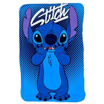 CARTOON Plaid Stitch bleu Disney pour enfants 100 x 150 cm couverture polaire 100 % polyester doux 210 gsm CARTOON Plaid Stitch bleu Disney pour enfants 100 x 150 cm couverture polaire 100 % polyester doux 210 gsm