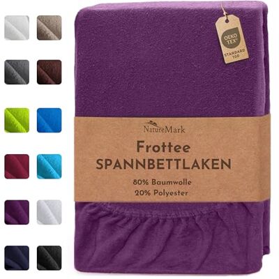 NatureMark Drap-housse en tissu éponge Doux et respirant, doux pour la peau, pratique et facile d'entretien, durable et résistant, 80 % coton et 20 % polyester, 180 x 200 200 x 200 cm, violet NatureMark Drap-housse en tissu éponge Doux et respirant, doux pour la peau, pratique et facile d'entretien, durable et résistant, 80 % coton et 20 % polyester, 180 x 200 200 x 200 cm, violet