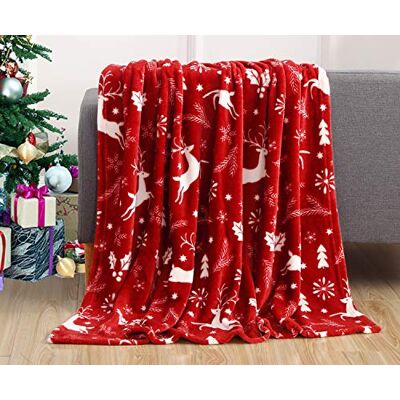 Elegant Comfort Couverture polaire super douce en velours avec imprimé de Noël sur le thème des vacances, décoration d'intérieur, jeté de lit duveteux, chaud et confortable pour literie d'hiver, Elegant Comfort Couverture polaire super douce en velours avec imprimé de Noël sur le thème des vacances, décoration d'intérieur, jeté de lit duveteux, chaud et confortable pour literie d'hiver,