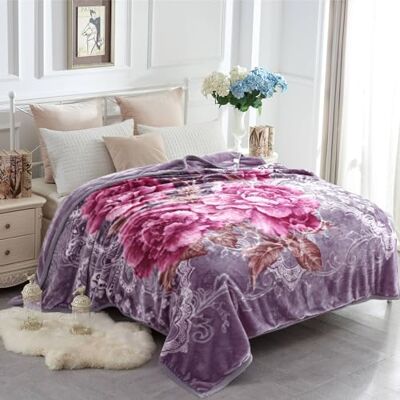 JYK Couverture polaire en faux vison coréen de 210,8 x 231,1 cm, (2,6 kg) – Couverture en flanelle, réversible, à deux plis, douce et chaude (pivoine/pivoine, pour très grand lit) JYK Couverture polaire en faux vison coréen de 210,8 x 231,1 cm, (2,6 kg) – Couverture en flanelle, réversible, à deux plis, douce et chaude (pivoine/pivoine, pour très grand lit)
