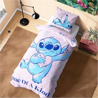 Disney Stitch Parure de lit avec housse de couette et taie d'oreiller pour enfants et adolescents – Simple ou double (Stitch, rose, simple) Disney Stitch Parure de lit avec housse de couette et taie d'oreiller pour enfants et adolescents – Simple ou double (Stitch, rose, simple)