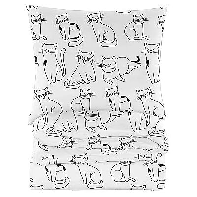 Cotton Market Parure de lit 2 pièces en coton 135 x 200 cm Housse de couette 135 x 200 cm et 1 taie d'oreiller 70 x 80 cm Blanc, chats Cotton Market Parure de lit 2 pièces en coton 135 x 200 cm Housse de couette 135 x 200 cm et 1 taie d'oreiller 70 x 80 cm Blanc, chats