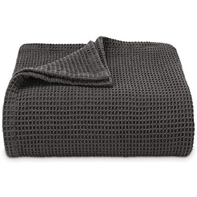 Couverture King de Vera Wang - Literie en coton de luxe - Tricot à motif gaufré Couverture King de Vera Wang - Literie en coton de luxe - Tricot à motif gaufré