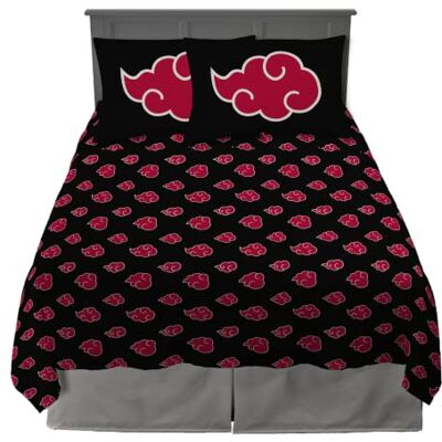 Franco Collectibles Ensemble de draps Anime Naruto Akatsuki en microfibre super douce pour lit taille Queen Size, produit sous licence officielle Naruto Franco Collectibles Ensemble de draps Anime Naruto Akatsuki en microfibre super douce pour lit taille Queen Size, produit sous licence officielle Naruto