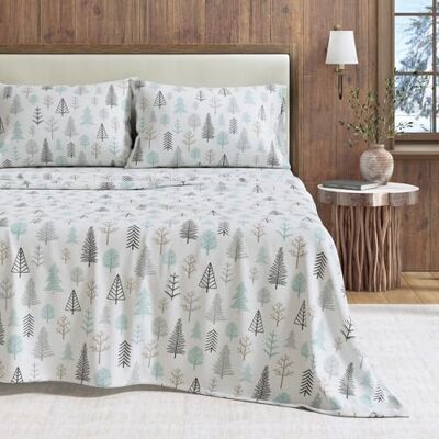 Great Bay Home Parure de lit 4 pièces en flanelle pour très grand lit, 100% coton turc, double brossé, imprimé, ultra doux et confortable (forêt hivernale) Great Bay Home Parure de lit 4 pièces en flanelle pour très grand lit, 100% coton turc, double brossé, imprimé, ultra doux et confortable (forêt hivernale)
