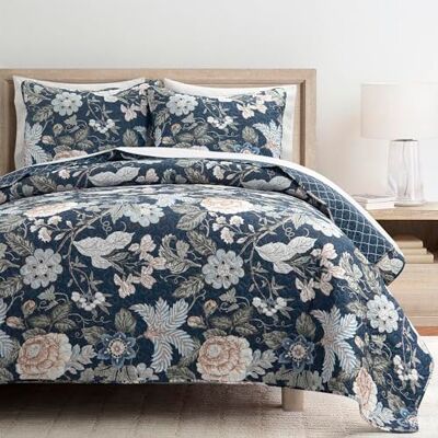 Lush Decor Sydney Parure de lit 3 pièces réversible en coton pour très grand lit, douce et légère, imprimée floral, pour toutes les saisons Lush Decor Sydney Parure de lit 3 pièces réversible en coton pour très grand lit, douce et légère, imprimée floral, pour toutes les saisons