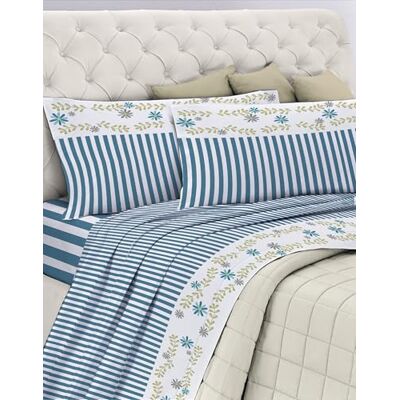 GEMITEX Parure de lit en coton, 100% coton, respirant, sans substances nocives, qualité certifiée standard 100 par OEKO-TEX confiance en textile, simple, G26/BLUE, conçue en Italie GEMITEX Parure de lit en coton, 100% coton, respirant, sans substances nocives, qualité certifiée standard 100 par OEKO-TEX confiance en textile, simple, G26/BLUE, conçue en Italie