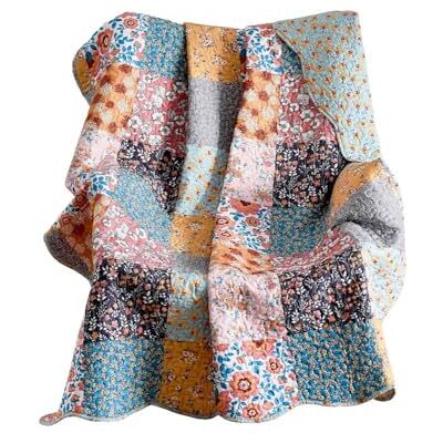Greenland Home Fashions Greenland Home Plaid en microfibre pour le visage 60% 40% polyester Rembourrage riche en coton Patchs Calico 127 x 152,4 cm Greenland Home Fashions Greenland Home Plaid en microfibre pour le visage 60% 40% polyester Rembourrage riche en coton Patchs Calico 127 x 152,4 cm