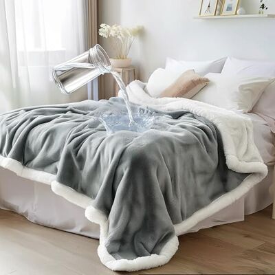 Bedding Aid Couverture polaire Sherpa Réversible, imperméable et anti-fuite, confort propre pour les nuits humides et les moments intimes (velours gris/blanc nuage), grande couette) Bedding Aid Couverture polaire Sherpa Réversible, imperméable et anti-fuite, confort propre pour les nuits humides et les moments intimes (velours gris/blanc nuage), grande couette)