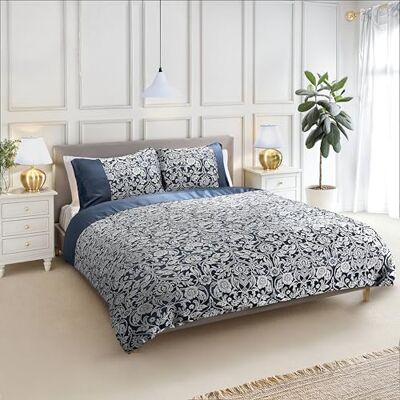 Emma Barclay Eden Parure de lit en jacquard bleu marine pour lit double Emma Barclay Eden Parure de lit en jacquard bleu marine pour lit double