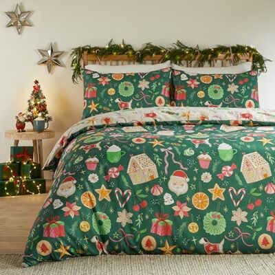 furn. Duvet Day Festive Treats Parure de lit de Noël réversible douce (émeraude – 1 place) furn. Duvet Day Festive Treats Parure de lit de Noël réversible douce (émeraude – 1 place)