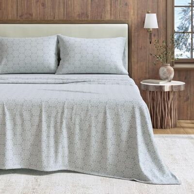 Great Bay Home Parure de lit d'hiver en flanelle 100% coton turc extra douce, motif flocon de neige. Chaude, confortable et luxueuse. Collection Belle (lit double, bleu mosaïque) Great Bay Home Parure de lit d'hiver en flanelle 100% coton turc extra douce, motif flocon de neige. Chaude, confortable et luxueuse. Collection Belle (lit double, bleu mosaïque)