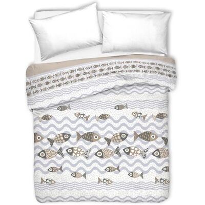 PENSIERI DELICATI Couvre-lit double 260 x 280 cm, drap simple 100% coton pique, idéal comme drap d'ameublement, couverture de lit 2 places, motif poisson beige, 100% fabriqué en Italie PENSIERI DELICATI Couvre-lit double 260 x 280 cm, drap simple 100% coton pique, idéal comme drap d'ameublement, couverture de lit 2 places, motif poisson beige, 100% fabriqué en Italie