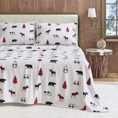 Great Bay Home Parure de lit 4 pièces en flanelle 100% coton turc pour grand lit Draps de lit et taies d'oreiller de Noël chauds à double brossage (grand lit, élan à carreaux) Great Bay Home Parure de lit 4 pièces en flanelle 100% coton turc pour grand lit Draps de lit et taies d'oreiller de Noël chauds à double brossage (grand lit, élan à carreaux)