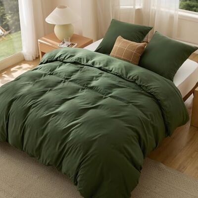 Bedsure Parure de lit 3 pièces 240 x 220 cm Gris vert olive 1 housse de couette 240 x 220 cm + 2 taies d'oreiller 65 x 65 cm Certifié Öko-Tex Parure de lit verte En polyester Microfibre Bedsure Parure de lit 3 pièces 240 x 220 cm Gris vert olive 1 housse de couette 240 x 220 cm + 2 taies d'oreiller 65 x 65 cm Certifié Öko-Tex Parure de lit verte En polyester Microfibre
