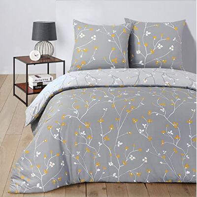 Vision Parure de lit réversible 100 % coton Freya Flores Gris Lit double (240 x 220 cm) Housse de Couette et 2 taies d'oreiller (65 x 65 cm) Douce et Confortable Certifié Oeko-Tex Vision Parure de lit réversible 100 % coton Freya Flores Gris Lit double (240 x 220 cm) Housse de Couette et 2 taies d'oreiller (65 x 65 cm) Douce et Confortable Certifié Oeko-Tex