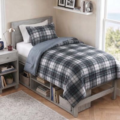 Madison Park Essentials – Parure de lit à carreaux assortie, housse anti-taches 3M Scotchguard hypoallergénique, toutes saisons, en microfibre, gris, lit simple/lit simple XL Madison Park Essentials – Parure de lit à carreaux assortie, housse anti-taches 3M Scotchguard hypoallergénique, toutes saisons, en microfibre, gris, lit simple/lit simple XL