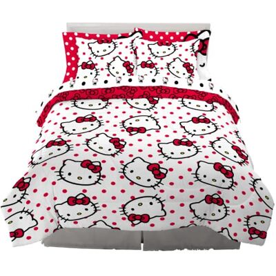 Franco Parure de lit 7 pièces en microfibre pour grand lit Rouge Hello Kitty Franco Parure de lit 7 pièces en microfibre pour grand lit Rouge Hello Kitty