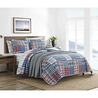 Nautica Parure de lit pour grand lit, parure de lit en coton pour toutes les saisons, légère et réversible (Raeford Blue, Queen) Nautica Parure de lit pour grand lit, parure de lit en coton pour toutes les saisons, légère et réversible (Raeford Blue, Queen)