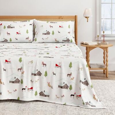 Great Bay Home Parure de lit 4 pièces extra douce en flanelle 100% coton turc. Chaude, confortable, luxueuse, à poches profondes. Collection Whittaker (grand lit, chiots d'hiver) Great Bay Home Parure de lit 4 pièces extra douce en flanelle 100% coton turc. Chaude, confortable, luxueuse, à poches profondes. Collection Whittaker (grand lit, chiots d'hiver)