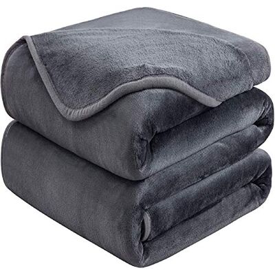 HOZY Couverture épaisse en polaire 220 x 240 cm, Grise, douce et chaude, Couverture de lit double et plaid de canapé en flanelle, Réversible sur les deux faces HOZY Couverture épaisse en polaire 220 x 240 cm, Grise, douce et chaude, Couverture de lit double et plaid de canapé en flanelle, Réversible sur les deux faces