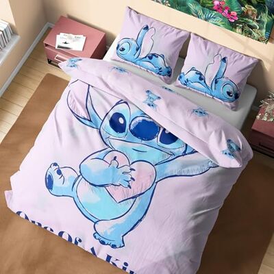 Disney Stitch Parure de lit avec housse de couette et taie d'oreiller pour enfants et adolescents – Simple ou double (Stitch, rose, double) Disney Stitch Parure de lit avec housse de couette et taie d'oreiller pour enfants et adolescents – Simple ou double (Stitch, rose, double)