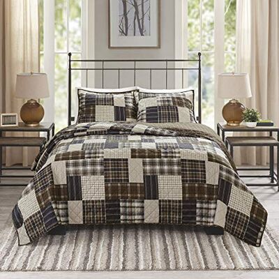 Madison Park Timber Lot de 3 couvertures imprimées réversibles Noir/marron Madison Park Timber Lot de 3 couvertures imprimées réversibles Noir/marron