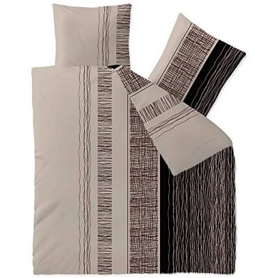 CelinaTex Touchme Parure de lit 3 pièces en flanelle de coton 200 x 200 cm pour l'été et l'hiver, toute l'année, facile d'entretien, Greta beige, gris, noir CelinaTex Touchme Parure de lit 3 pièces en flanelle de coton 200 x 200 cm pour l'été et l'hiver, toute l'année, facile d'entretien, Greta beige, gris, noir