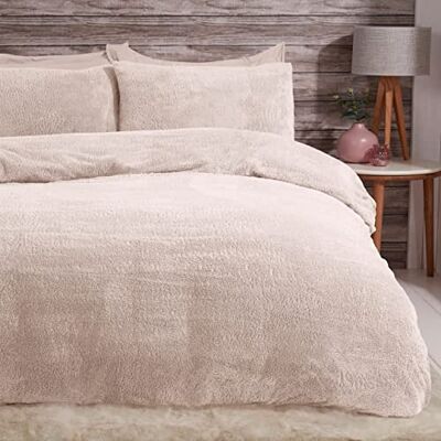 Sleepdown Teddy Parure de lit en Polaire avec Housse de Couette et taies d'oreiller, très Douce et Double, Couleur Ivoire Naturelle Sleepdown Teddy Parure de lit en Polaire avec Housse de Couette et taies d'oreiller, très Douce et Double, Couleur Ivoire Naturelle