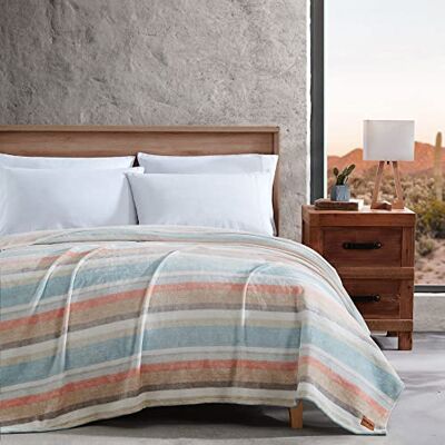 Wrangler Couverture pour lit simple, couverture polaire en peluche ultra douce (Glen Canyon rayé bleu, lit simple) Wrangler Couverture pour lit simple, couverture polaire en peluche ultra douce (Glen Canyon rayé bleu, lit simple)