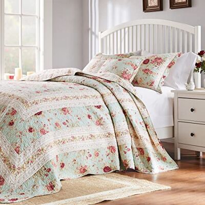 Greenland Home Fashions Greenland Home Parure de lit 3 pièces en coton, bleu Greenland Home Fashions Greenland Home Parure de lit 3 pièces en coton, bleu