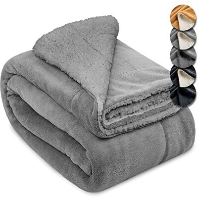 Beautissu plaid canapé sherpa polaire doux avec aspect de fourrure d'agneau Beautissu plaid canapé sherpa polaire doux avec aspect de fourrure d'agneau