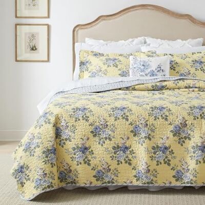 Laura Ashley Home Linley Collection Parure de lit 100% coton, réversible, légère et respirante, prélavée pour plus de douceur, lit jumeau, jaune pâle Laura Ashley Home Linley Collection Parure de lit 100% coton, réversible, légère et respirante, prélavée pour plus de douceur, lit jumeau, jaune pâle