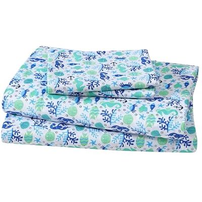Beatrice Home Fashions Coastal Hotel Collection – Parure de lit en polyester facile d'entretien, motif Clearwater Aqua, vert, bleu, vie marine tropicale sur blanc (Queen size) Beatrice Home Fashions Coastal Hotel Collection – Parure de lit en polyester facile d'entretien, motif Clearwater Aqua, vert, bleu, vie marine tropicale sur blanc (Queen size)