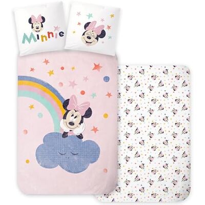 Disney Minnie Mouse Arc-en-Ciel Housse de Couette Bébé 100x135 + Taie 40x60 Coton Disney Minnie Mouse Arc-en-Ciel Housse de Couette Bébé 100x135 + Taie 40x60 Coton