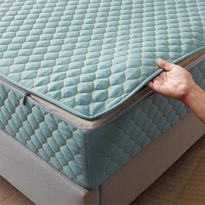 TYYUETY Housse zippée intégrale, respirant, anti-poussière et lavable, taille personnalisable, protège-matelas matelassé imperméable pour lit simple/double/king size Cyan 140 x 200 + 15 cm TYYUETY Housse zippée intégrale, respirant, anti-poussière et lavable, taille personnalisable, protège-matelas matelassé imperméable pour lit simple/double/king size Cyan 140 x 200 + 15 cm