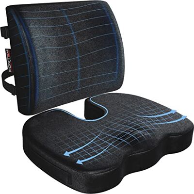 FORTEM Coussin Chaise Bureau et Soutien Dorsal, Oreiller Lombaire Mousse Mémoire, Assise et Dossier Antidérapants pour Gaming, Siège Auto, Confort Coccyx, Housse Amovible FORTEM Coussin Chaise Bureau et Soutien Dorsal, Oreiller Lombaire Mousse Mémoire, Assise et Dossier Antidérapants pour Gaming, Siège Auto, Confort Coccyx, Housse Amovible