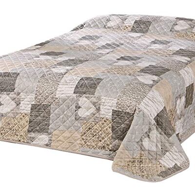 Delindo Lifestyle Couvre-lit motif cœurs pour lit double, motif patchwork, marron, 220 x 240 cm Delindo Lifestyle Couvre-lit motif cœurs pour lit double, motif patchwork, marron, 220 x 240 cm