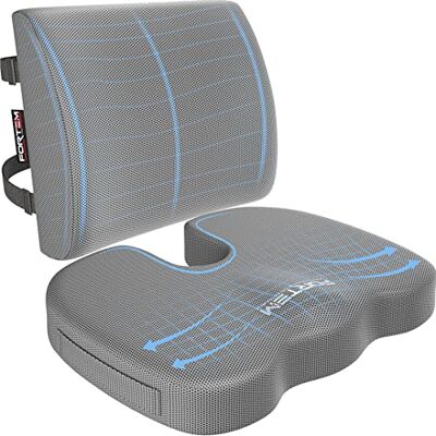 FORTEM Coussin Chaise Bureau et Soutien Dorsal, Oreiller Lombaire Mousse Mémoire, Assise et Dossier Antidérapants pour Gaming, Siège Auto, Confort Coccyx, Housse Amovible FORTEM Coussin Chaise Bureau et Soutien Dorsal, Oreiller Lombaire Mousse Mémoire, Assise et Dossier Antidérapants pour Gaming, Siège Auto, Confort Coccyx, Housse Amovible