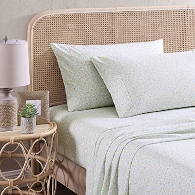 Tommy Bahama King Sheets, Cotton Percale Bedding Set, Crisp & Cool, Stylish Bedding Set (Crane Flower Green, King) Tommy Bahama King Sheets, Cotton Percale Bedding Set, Crisp & Cool, Stylish Bedding Set (Crane Flower Green, King)