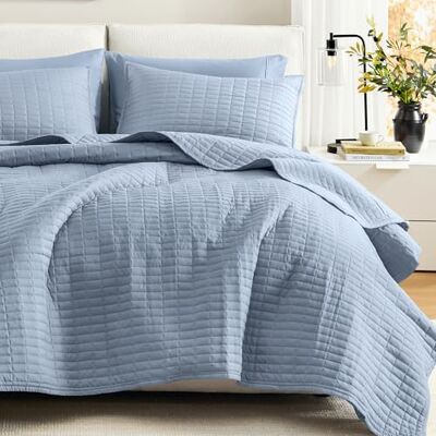 Comfort Spaces Toutes saisons, léger, couvre-lit, taies assorties, microfibre, bleu, lit double/grand lit (228,6 x 228,6 cm) Comfort Spaces Toutes saisons, léger, couvre-lit, taies assorties, microfibre, bleu, lit double/grand lit (228,6 x 228,6 cm)