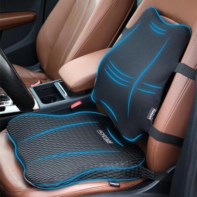 FORTEM Coussin de Siège Auto avec Soutien Dorsal, Mousse à Mémoire de Forme, Confort pour la Conduite, Base Antidérapante, Sangles Réglables, Housse Lavable FORTEM Coussin de Siège Auto avec Soutien Dorsal, Mousse à Mémoire de Forme, Confort pour la Conduite, Base Antidérapante, Sangles Réglables, Housse Lavable