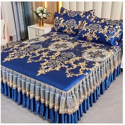 GMVZGQW Parure de lit 3 pièces pour lit double classique en dentelle Lavable en machine Couvre-lit de mariage Housse de matelas (couleur A, 180 x 200 cm) GMVZGQW Parure de lit 3 pièces pour lit double classique en dentelle Lavable en machine Couvre-lit de mariage Housse de matelas (couleur A, 180 x 200 cm)