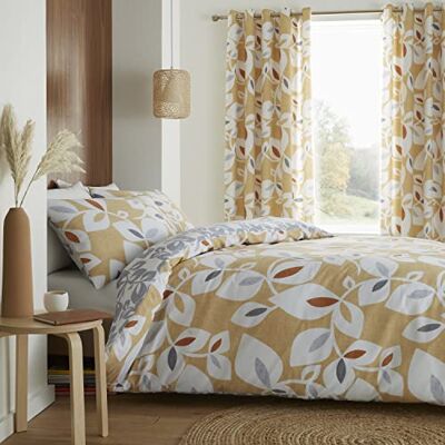 Catherine Lansfield Inga Leaf Gold Parure de lit 160 x 220 + 50 x 80 cm et drap housse 90 x 200 blanc Catherine Lansfield Inga Leaf Gold Parure de lit 160 x 220 + 50 x 80 cm et drap housse 90 x 200 blanc