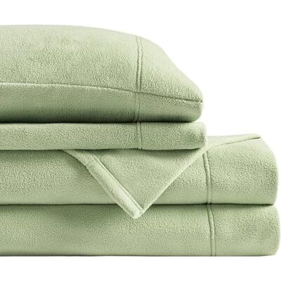 SLEEP PHILOSOPHY True North by Parure de lit confortable en micro polaire, chaude et douce avec poche de 35,6 cm de profondeur pour saison froide, taie d'oreiller assortie, lit jumeau, vert SLEEP PHILOSOPHY True North by Parure de lit confortable en micro polaire, chaude et douce avec poche de 35,6 cm de profondeur pour saison froide, taie d'oreiller assortie, lit jumeau, vert