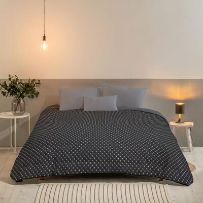 Bleu Calin Couette Chaude Imprimée 2 Personnes Hermance, Polyester, Gris, 220 x 240 cm Bleu Calin Couette Chaude Imprimée 2 Personnes Hermance, Polyester, Gris, 220 x 240 cm