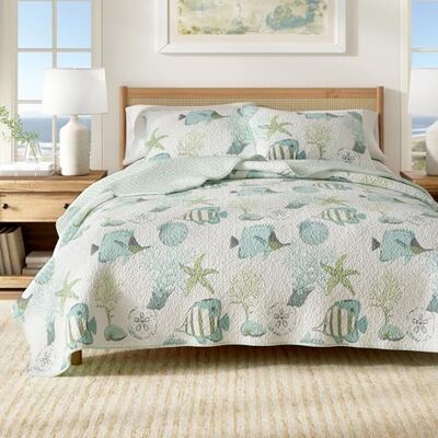 Great Bay Home Ensemble de literie côtier 2 pièces pour lit taille Twin/Twin XL, nautique, léger, toutes saisons, réversible Motif poisson et corail Great Bay Home Ensemble de literie côtier 2 pièces pour lit taille Twin/Twin XL, nautique, léger, toutes saisons, réversible Motif poisson et corail